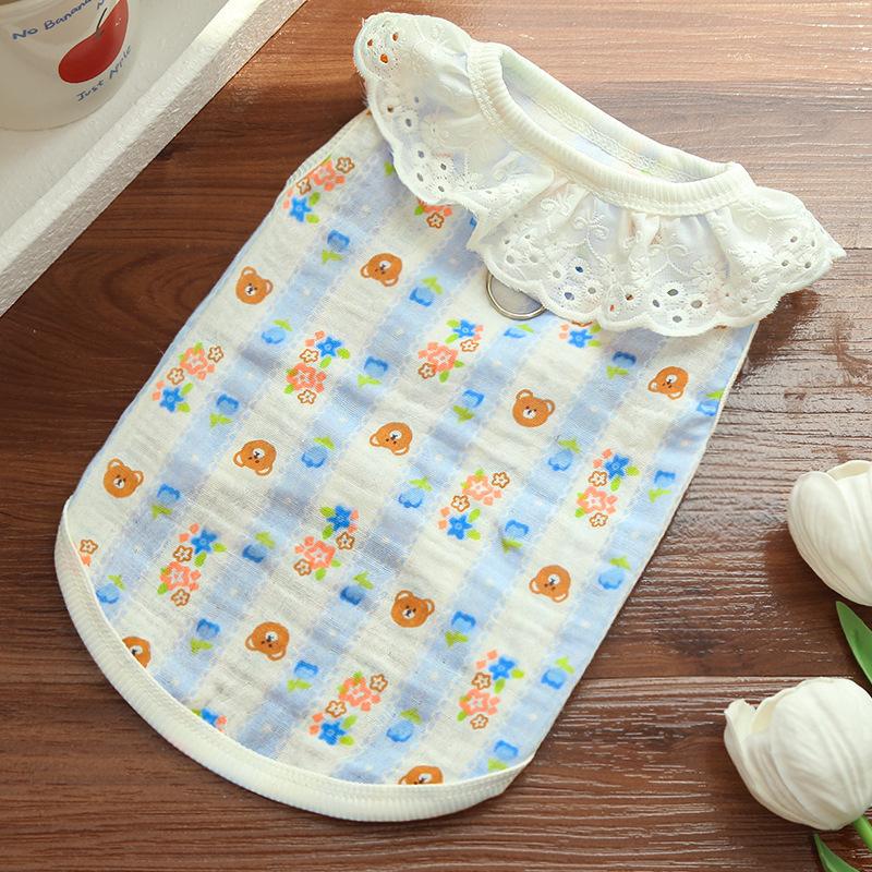 Cat clothes, all cotton yarn, breathable, thin dog, cat, pet dog products, air-conditioning clothes can lead short-footed cats to prevent hair loss