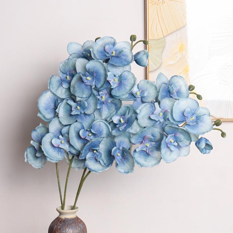 Realistic Artificial Orchids Stem Silk Flower Branch for Permanent Wedding Displays or Home Vases Table Decoration