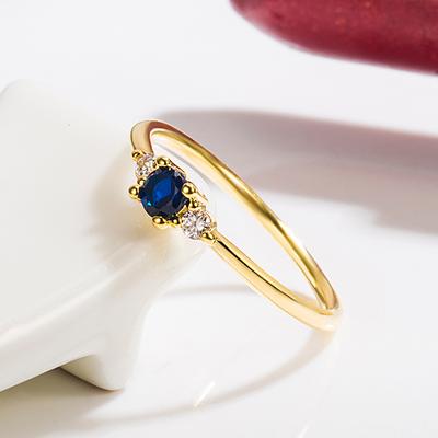 Trendy safírový prsten v barvě 14k zlata pro ženy Join Party Modrý topaz drahokam stříbrný 925 šperky snubní prsteny ženy