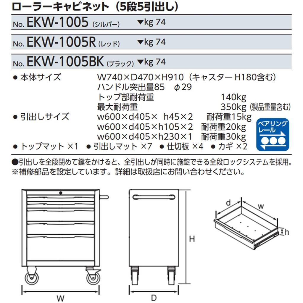 Kyoto Machine Tools Roller Cabinet 5 Tiers 5 Drawers Black Kyoto Machine Tools Project (KTC) EKW-1005BK (2015 Product)