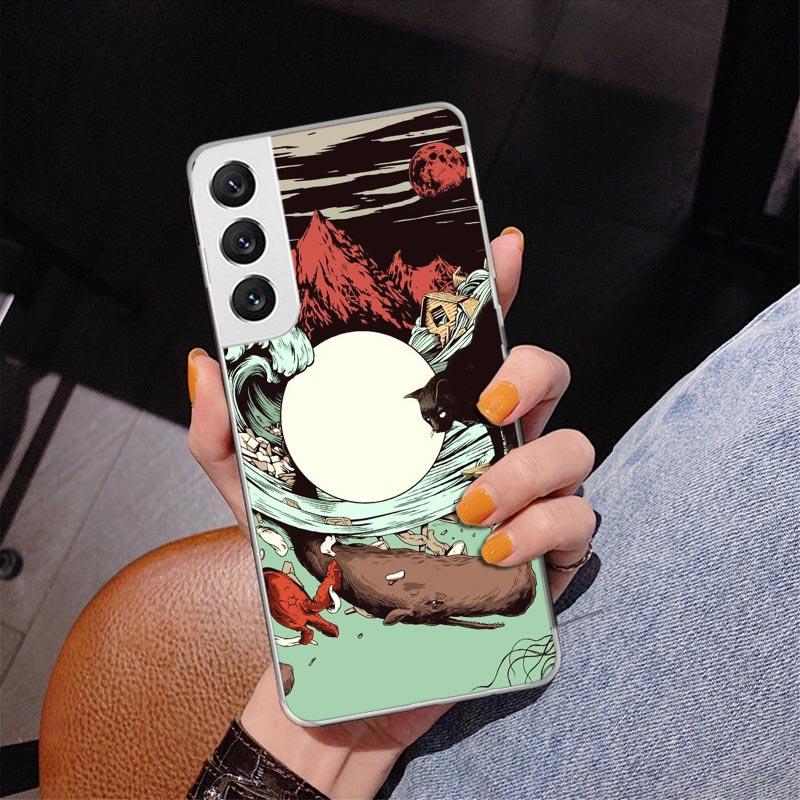 Japanese Pub Wave Anime Arrived Phnoe Case for Samsung Galaxy S26 S25 Edge S23 S24 Ultra S22 Plus S21 S20 FE Unique Cover Soft C