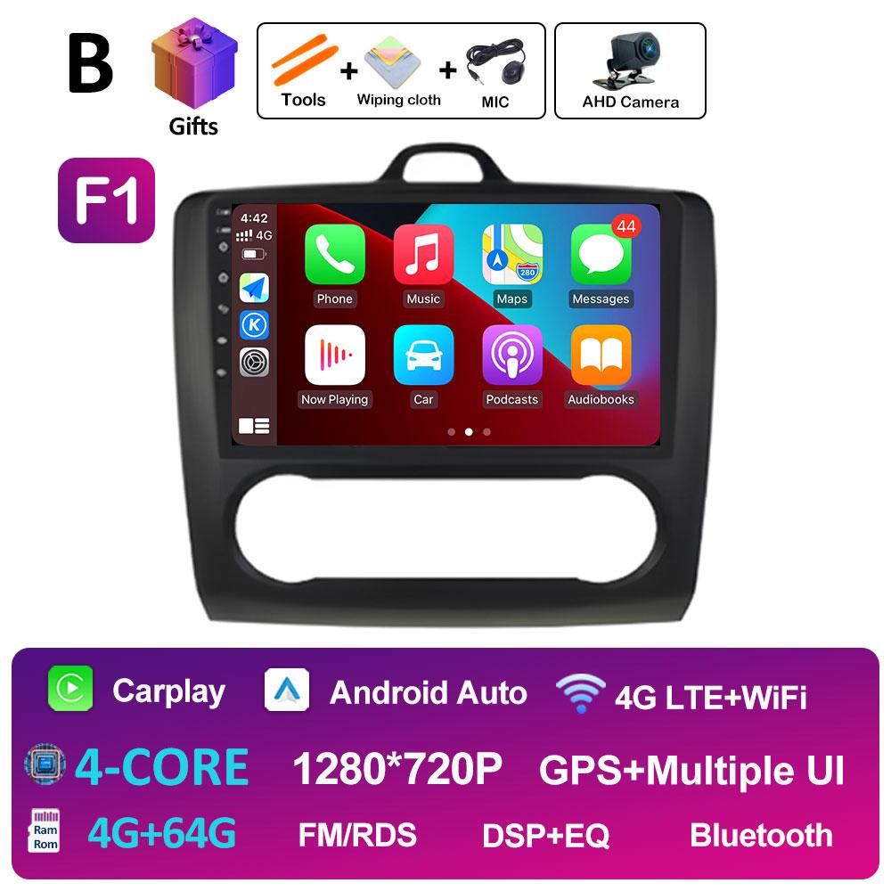 Android Auto Wireless Carplay For Ford Focus 2 3 Mk2 Mk3 2004 2005 2006 2007 2008 - 2011 Car Video Player 2.5D Touch Screen WIFI