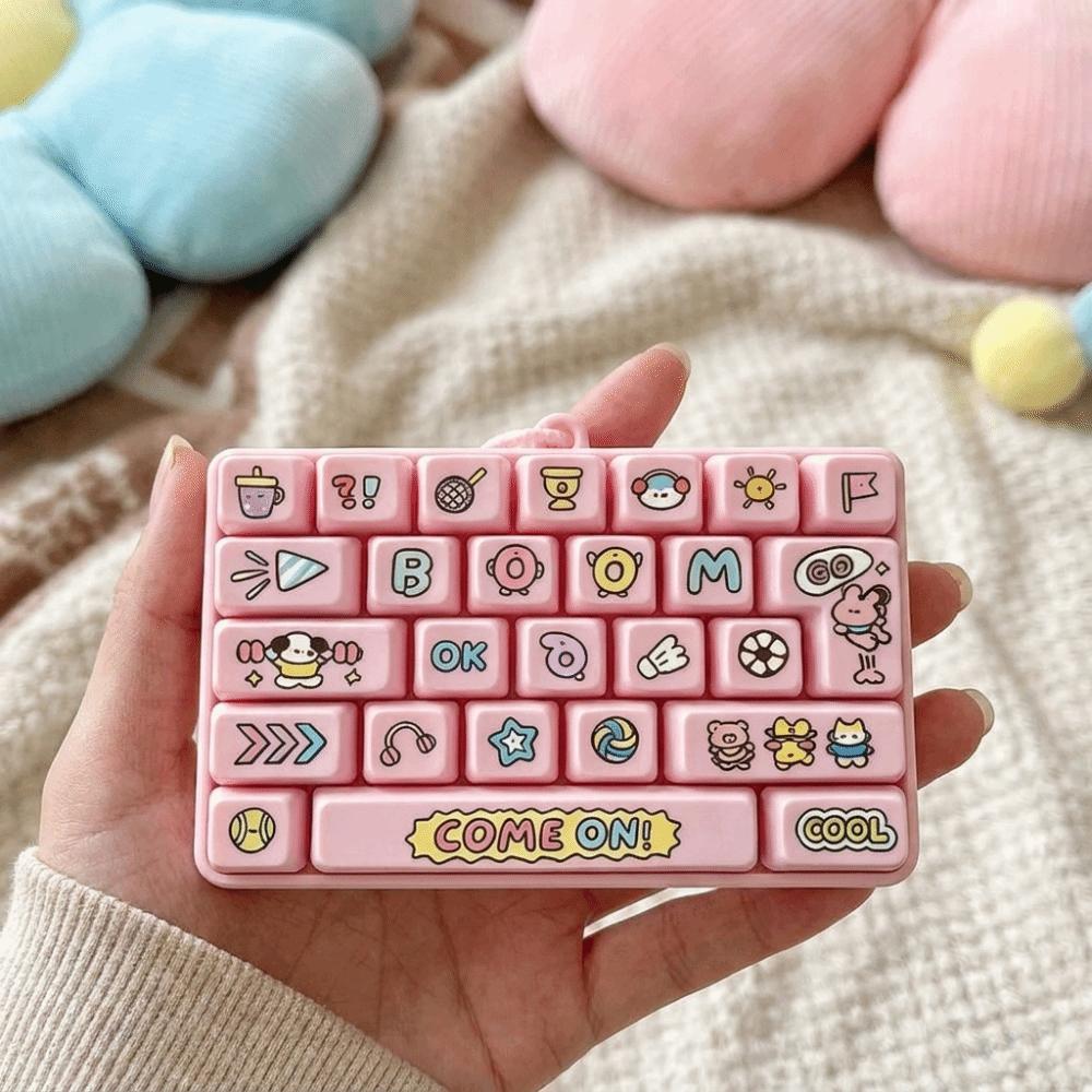 Cartoon Keycap Clicker 26-Key Mini Keyboard Pendant Novelty Fidget Keychain Small Gift