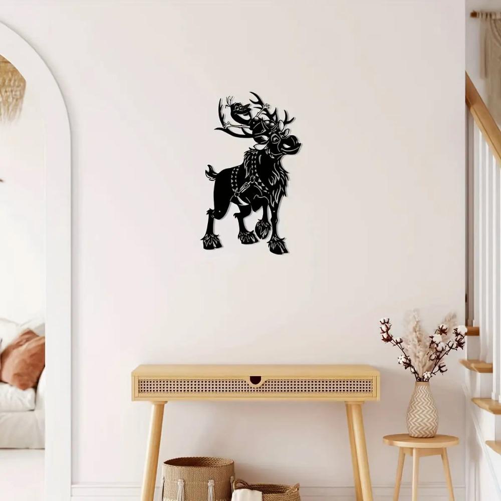 Rustic Deer Metal Wall Sculpture Wrought Iron Stag Antlers Outdoor Decor for Living Room Bedroom Garden Patio Modern Farmhouse