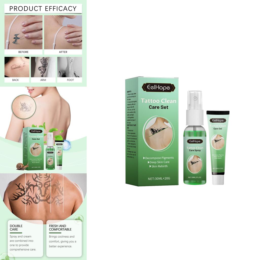 Eelhope Professional Tattoo Covering Care Set With Nourishing Repair Spray And Cream For All Skin Types