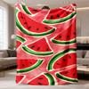 2026 Latest Flannel Blanket 1pc Watermelon Print Flannel Blanket Soft Lightweight AllSeason Throw for Travel, Camping, Sofa & Bed Machine Washable Coz
