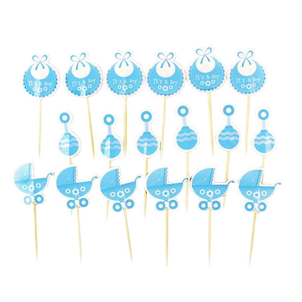 18Pcs Boy//Girl Type Kids Birthday Party Cupcake Toppers Baby Shower Cake Decor