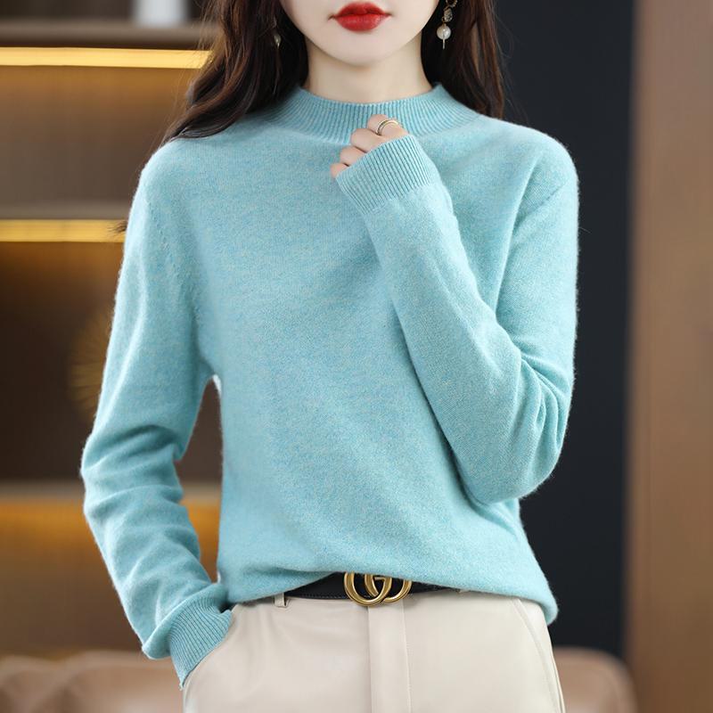 Women's Cashmere Half-Turtleneck Sweater - Thick, Loose, All-Match Wool Knit Pullover for Autumn and Winter