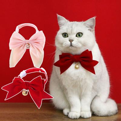 Yousheng Pet Collar Adorable Exquisite with Bell Pet Kitten Cat Velvet Bowknot Neck Strap Pet Supplies