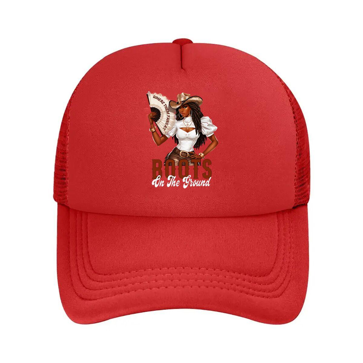 Western Cowgirl Boots On The Ground Mesh Baseball Cap Hip Hop Adjustable