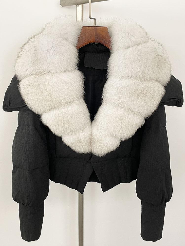 OFTBUY Down Jacket Women 2024 New Winter Natural Real Raccoon Fox Fur Collar Short White Duck Down Coat Thick Warm Casual Outerwear