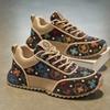 Men’s Sports Shoes Black Skateboard Shoes Student Fashion Printed Running Sneakers Plus Size