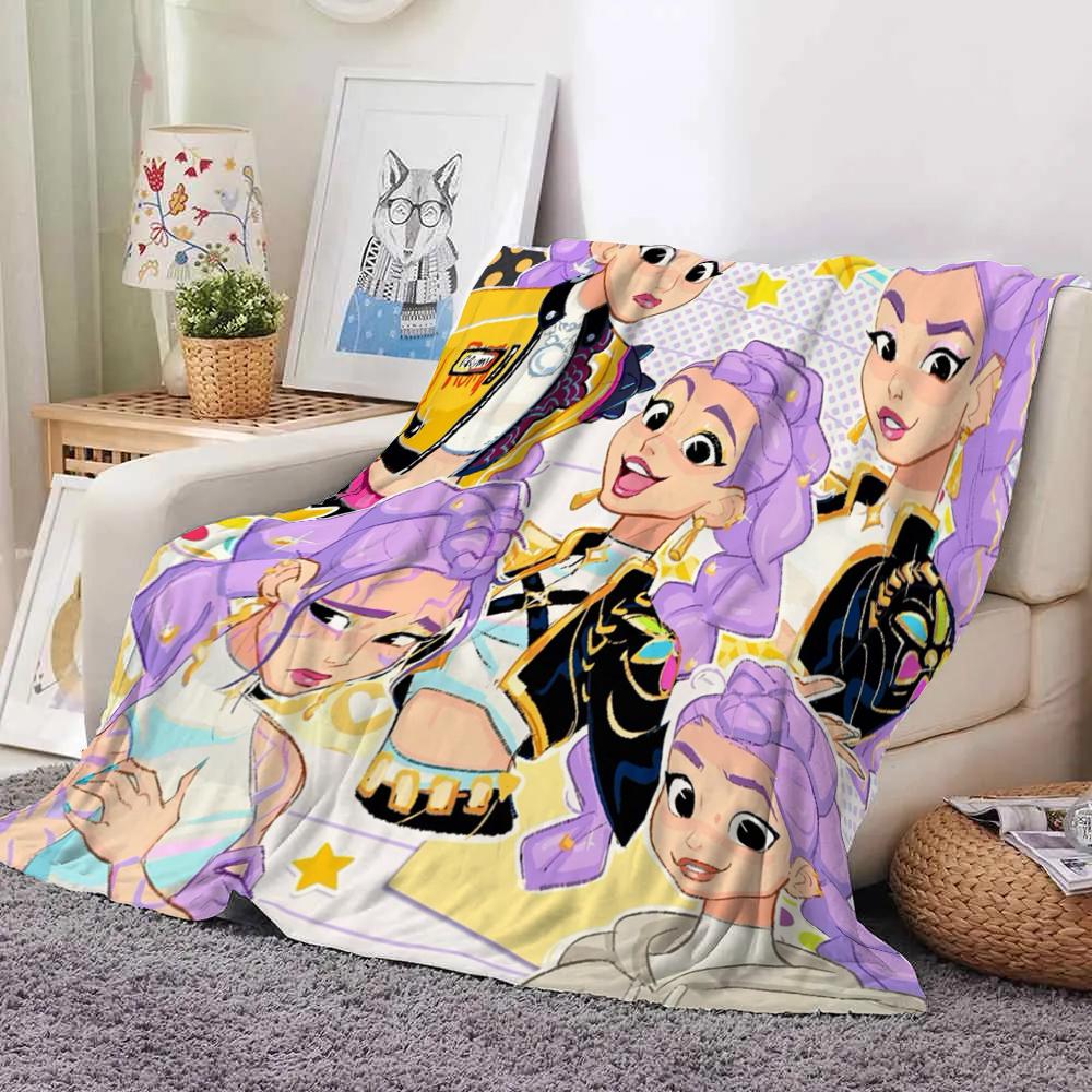KPop Demon Hunters Colorful Anime Blanket: Girls and Cute Monsters, Super Cool Patterns, Warm and Warm