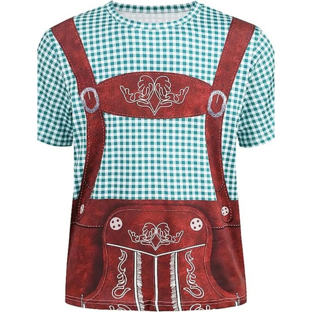 Novelty Lederhosen Print Polo Shirt, Fun Themed Casual Wear