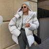 American Style Retro Loose Fit Hooded Puffer Jacket Couples Winter Warm Casual Coat
