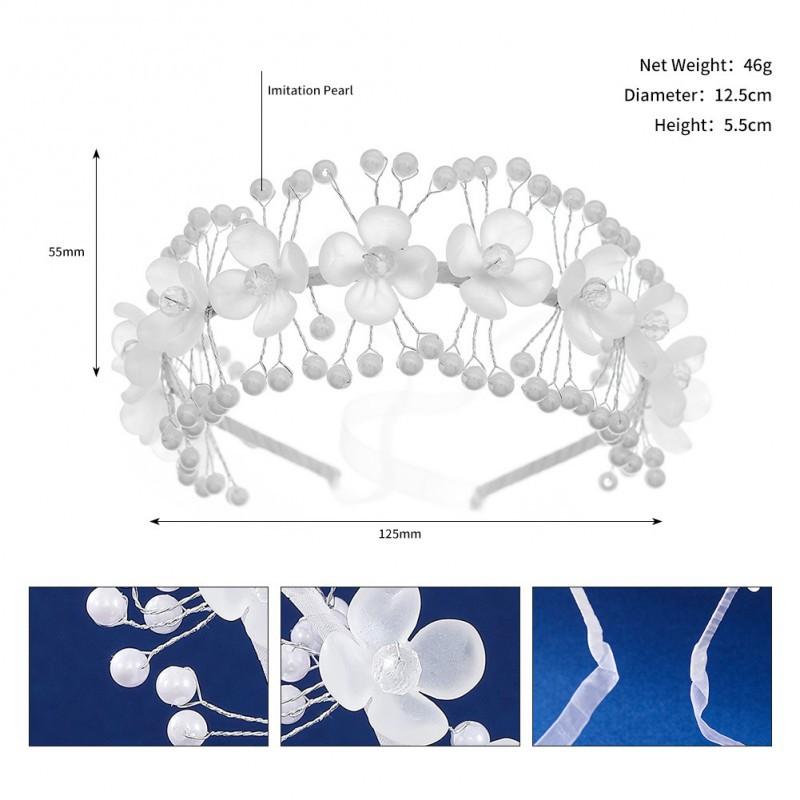 

Korean Wedding Flower Girl Headwear Super Fairy Streamer Headband Sen Head Scarf Acrylic Pearl
