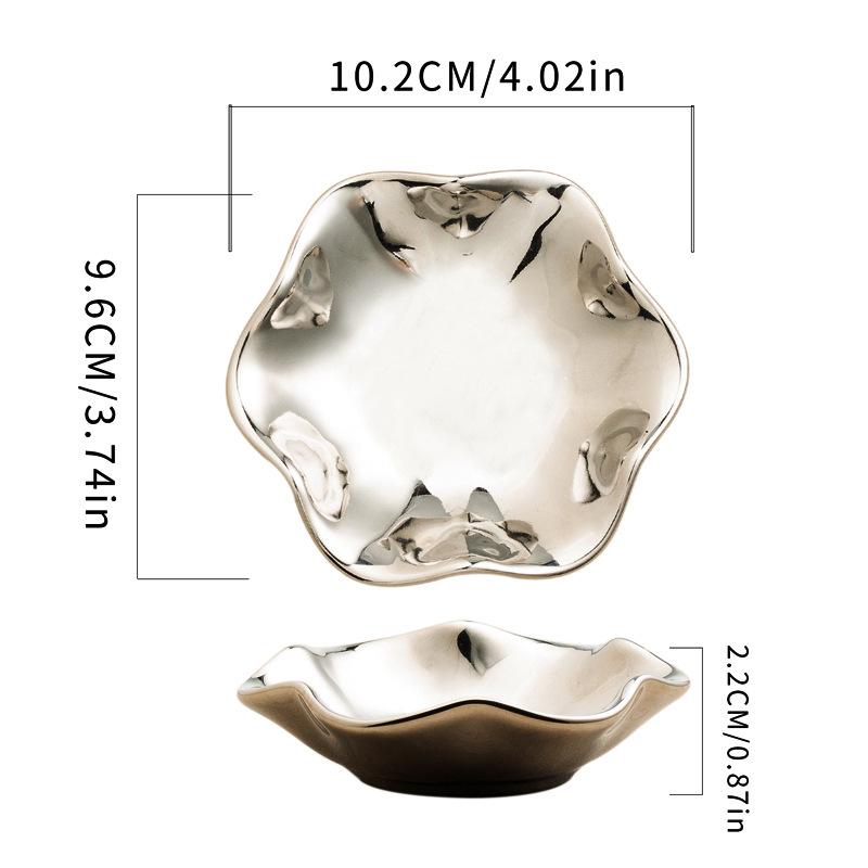 Niche Ins Electroplating Silver Jewelry Display Storage Tray Ceramic Entrance Ornament Key Storage Tray Gift