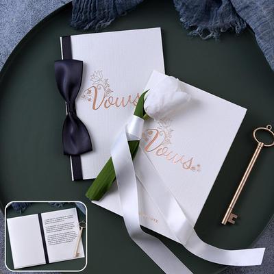 1 Set Wedding Vow Book With Ribbon Gold Foil Lettering Bridal Shower Engagement Ceremony His Hers Vow Card Gift For Bride Groom