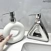 BRSoap Dispenser Silver Triangle Geometric Hollowing Lotion Bottle Ceramics Hand Sanitizer Bottle Hotel Bathroom AccessoriesEY