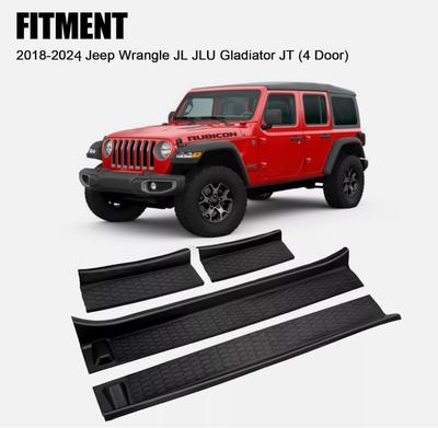 4 För 2018-2025 Jeep Wrangler JL Gummidörrtröskelskydd Instegsskydd Allomfattande Tröskellister