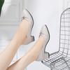 Mom shoes spring and autumn soft leather single shoes soft sole round head women's shoes medium heel thick heel ladyshoes shallow mouth 