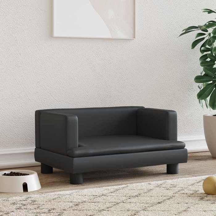 VidaXL Dog Bed, Pet Sofa with Wooden Frame, Basket for Puppies Indoor House, Black 171913