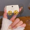 French Retro Round Stud Earrings Women's Light Luxury Niche Earrings Temperament Button Style Ear Jewelry