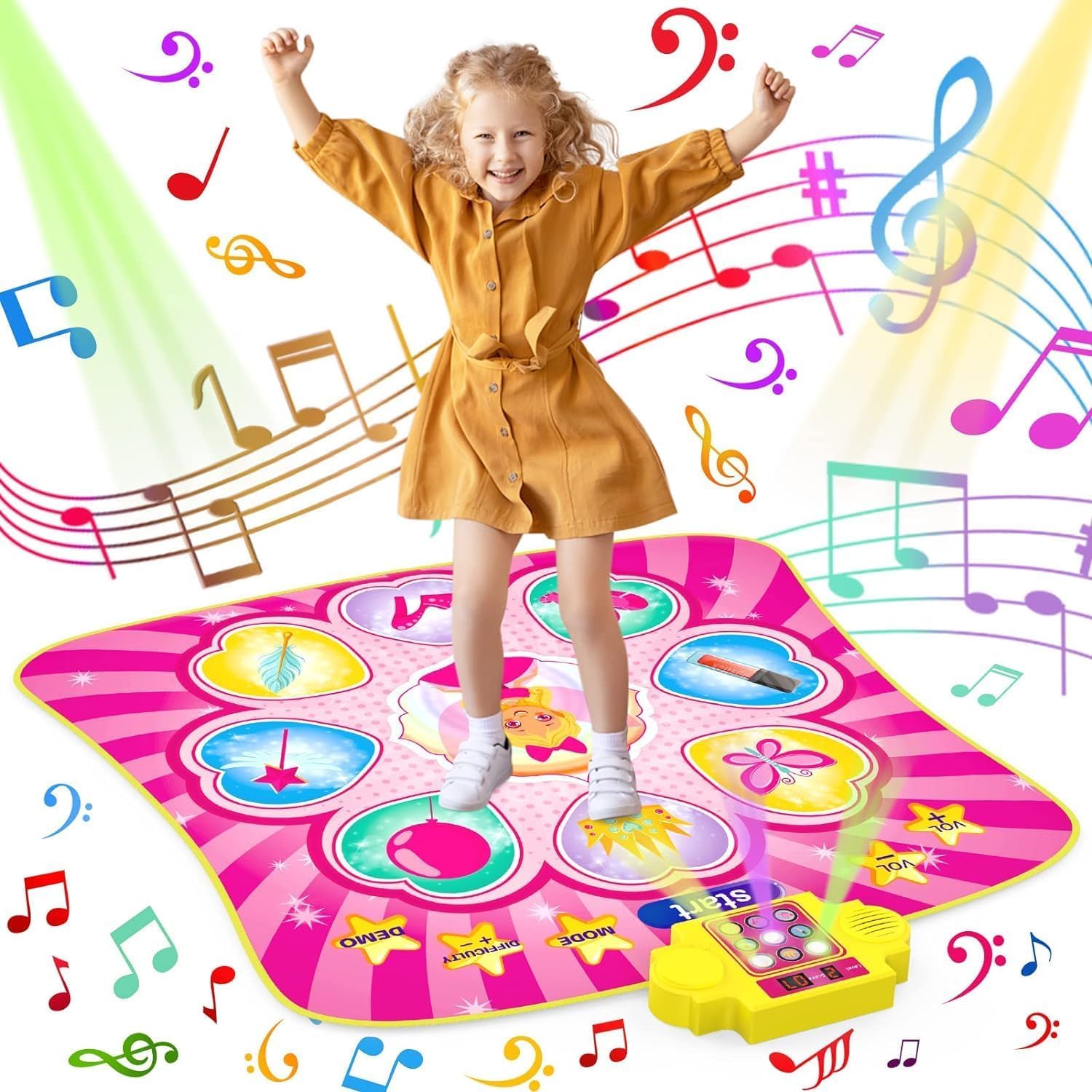 

Kabeila Dance Mat Toy for Piano Dance Birthday Popular Musical Instrument Music Volume Automatic Elementary School Girls and Birthday Christmas розовый