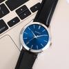 BUREI Analog Quartz Black Leather Popular Slim Simple and Stylish for Business and Casual Wear Men's Watch, Waterproof, Strap, Watch, (Blue, Leather)
