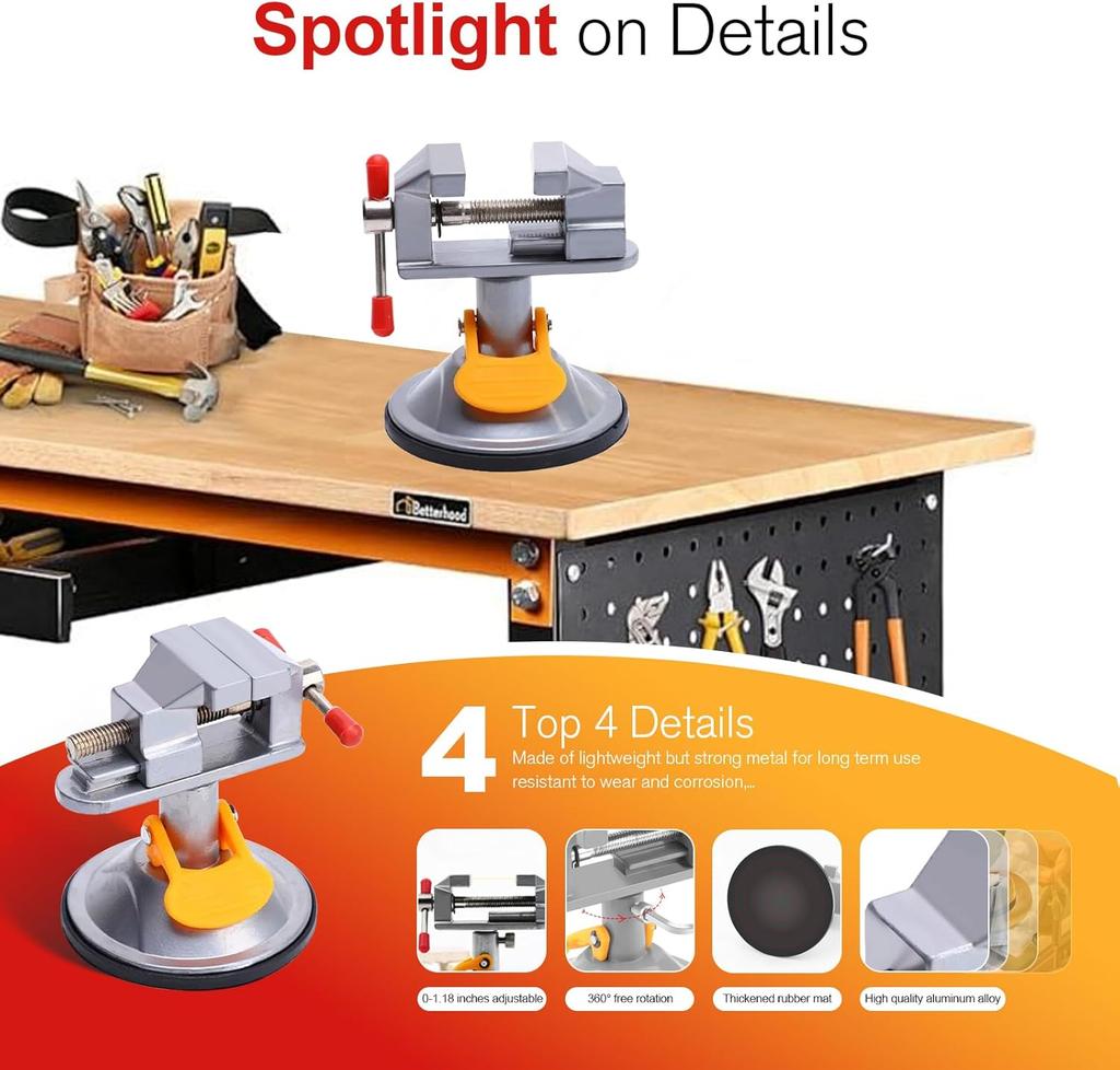 Universeller Mini-Tischschraubstock 360° Saug-Schraubstock Bohrmaschinenschraubstock Tisch-Werkbankschraubstock Bastelschraubstock Heimwerker Skulptur Handwerk Schnitzen