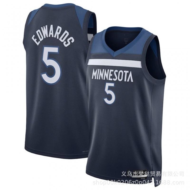 Męska Koszulka do Koszykówki Minnesota Timberwolves Edwards 5 Towns 32 Wiggins 1 Dekolt V Bez Rękawów Bawełniana Koszulka Sportowa