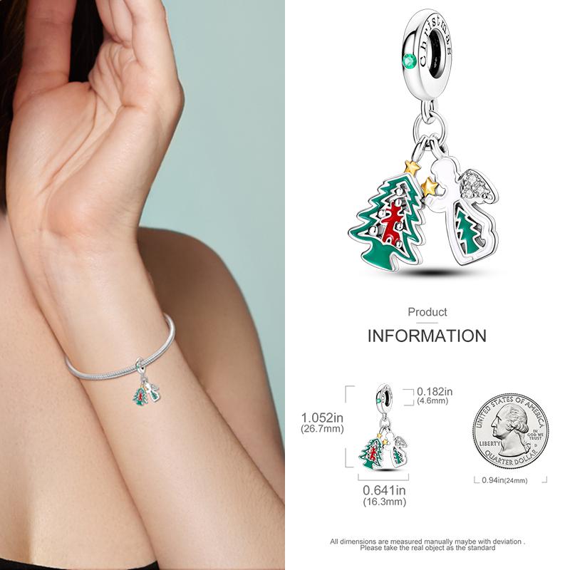 Copper Christmas Charm Beads Fit Original Bracelet Dangle Women Diy Jewelry Christmas Gifts