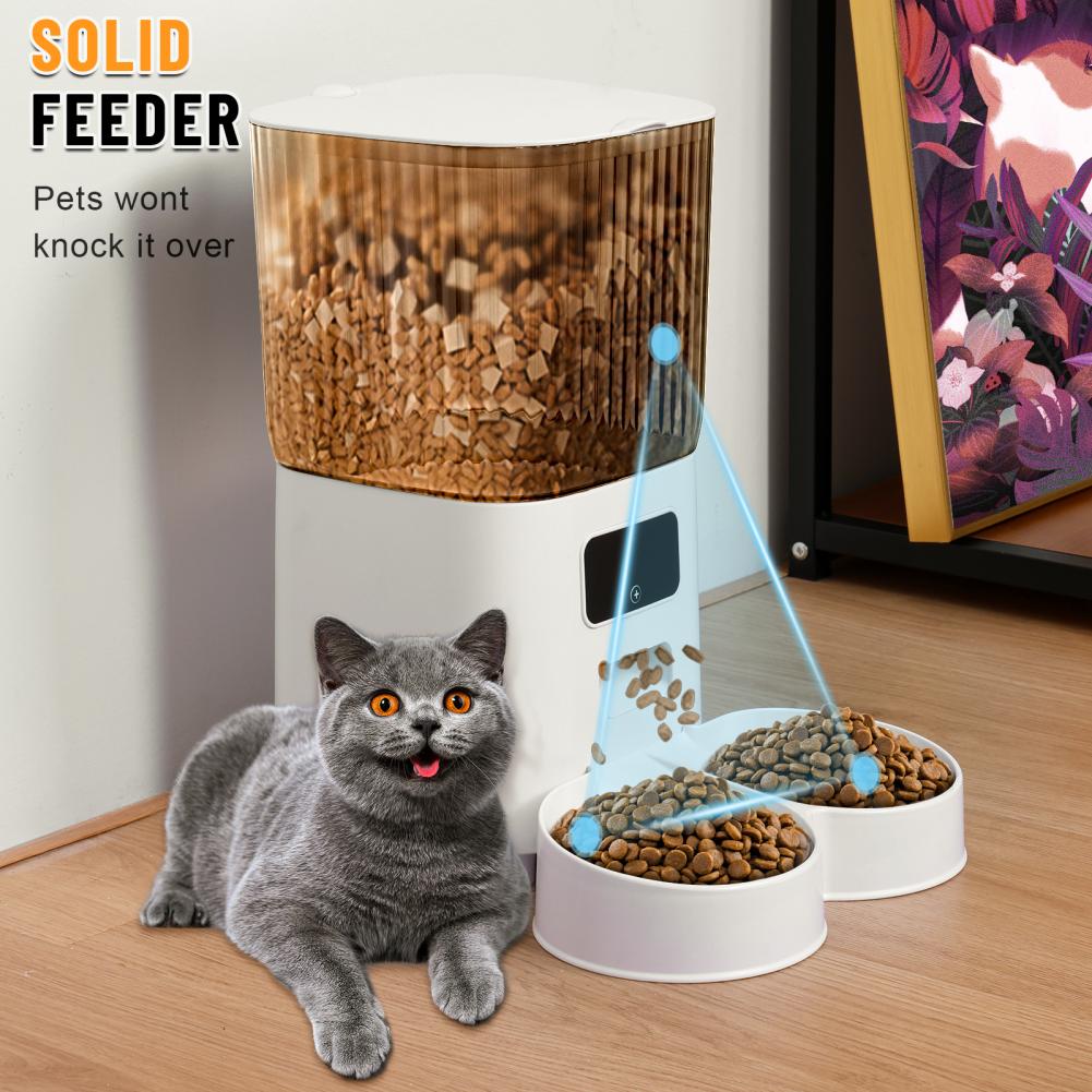 5L Double Bowls Smart Automatic Cat Feeder With WiFi APP Remote Control Cat Food Dispenser Pet Smart Recorder Auto Feeder Dog