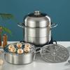 Edelstahl Suppendampfkochtopf 3-lagiger Kochtopf mit Dampfkorb Dampfgarer für die Küchenkoch