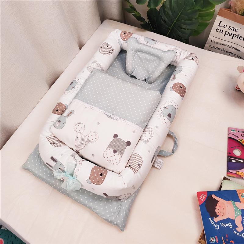 100% Cotton Satin Baby Crib: Foldable Newborn Sleeping Bed, Multifunctional Bionic Bed