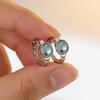 925 Sterling Silver Earrings For Women Trendy Geometric Blue Stone Earring Jewelry Prevent Allergy Party Gift Accessories