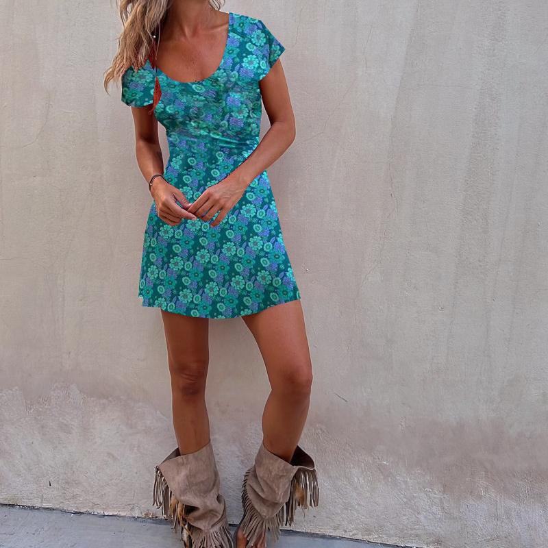 

DAFIFY Женские модные летние весенние повседневные платья с короткими рукавами и v-образным вырезом XL синий