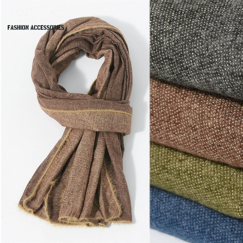 Men Solid Color Patchwork Fleece Scarf Versatile Warm Autumn And Winter Scarf For Men Pashmina