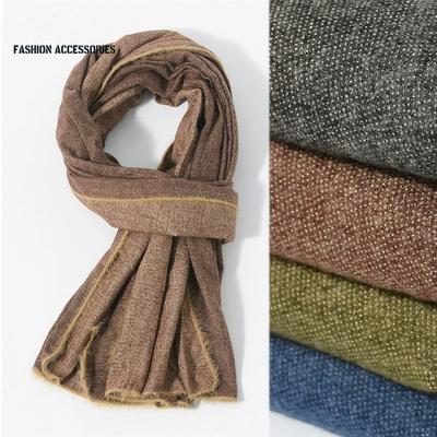 Men Solid Color Patchwork Fleece Scarf Versatile Warm Autumn And Winter Scarf For Men  Pashmina