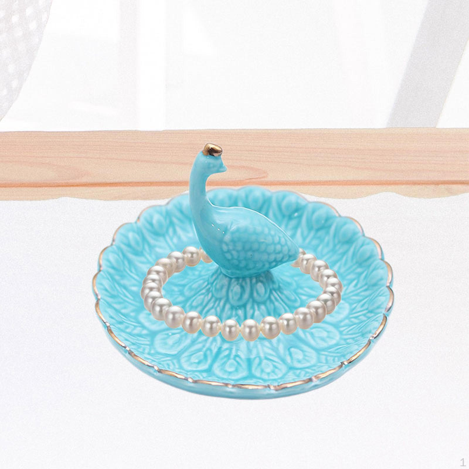 

Подставка для браслета Peacock Jewelry Tray, многофункциональное керамическое хранилище для ожерелий синий