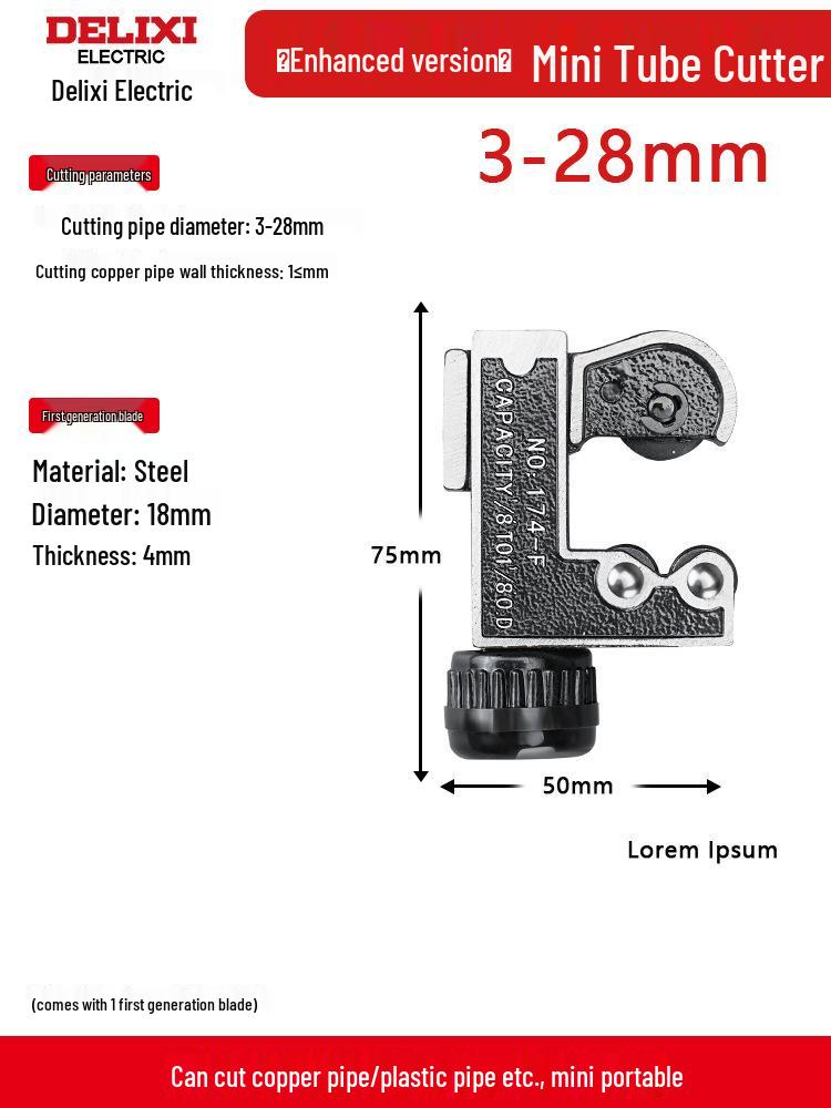 Delixi Manual Pipe Cutter: Quick and Efficient Tool for Cutting Steel, Copper, Iron, and Stainless Steel Pipes