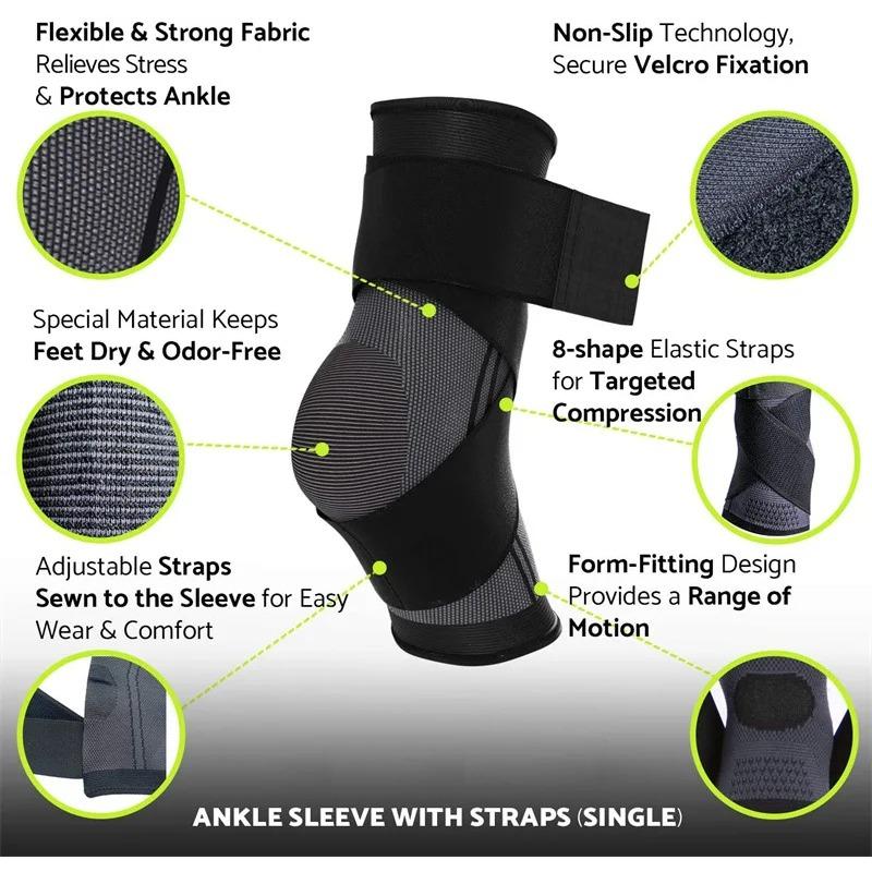 1PC Compression Adjustable Bandage Ankle Support Ankle Brace Elastic Ankle Strap Protector Fitness Sport Gym Stabilize Ligaments