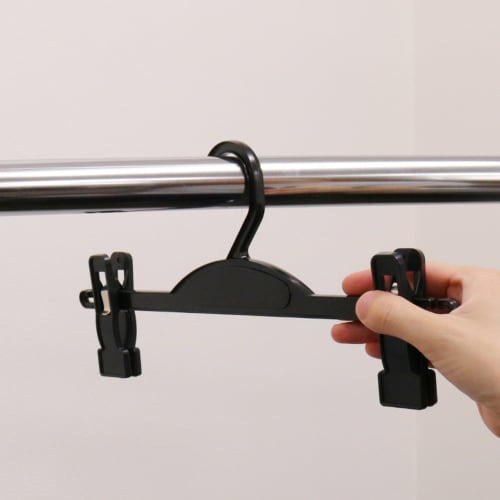 Sawafuji Days Bottom Hangers, Black, 325mm Wide, Set of 5, Made in Japan, for Skirts and Pants, Non-Marking, Space-Saving, with Non-Slip Backing, NDB-