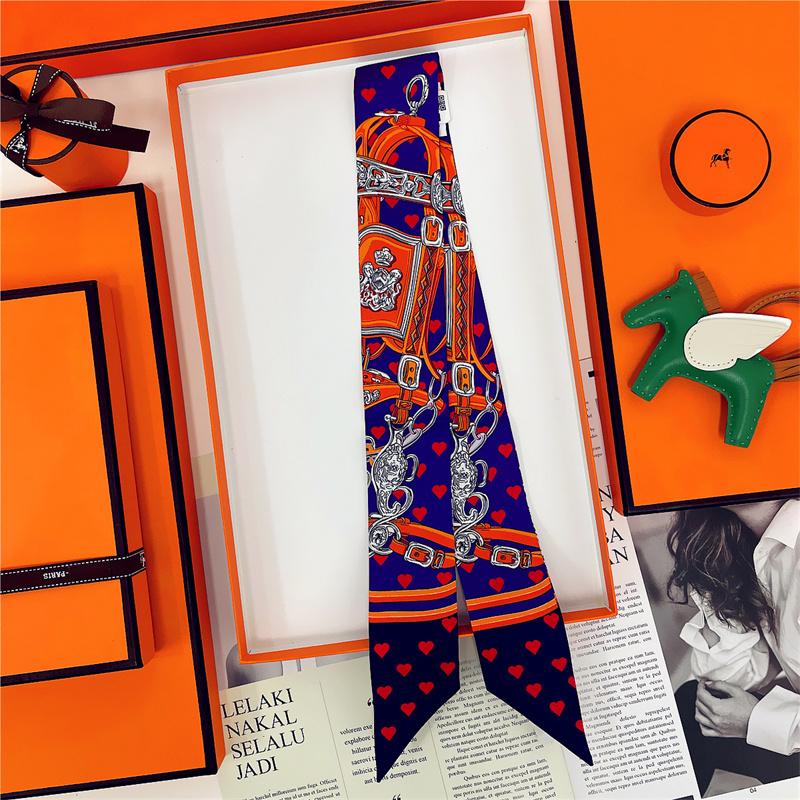 100% Seta Alta Qualità Marca di Lusso Foulard Fascia per Capelli Fascia per Capelli Foulard Nastro Cravattino Foulard Sciarpe Sottili Accessori