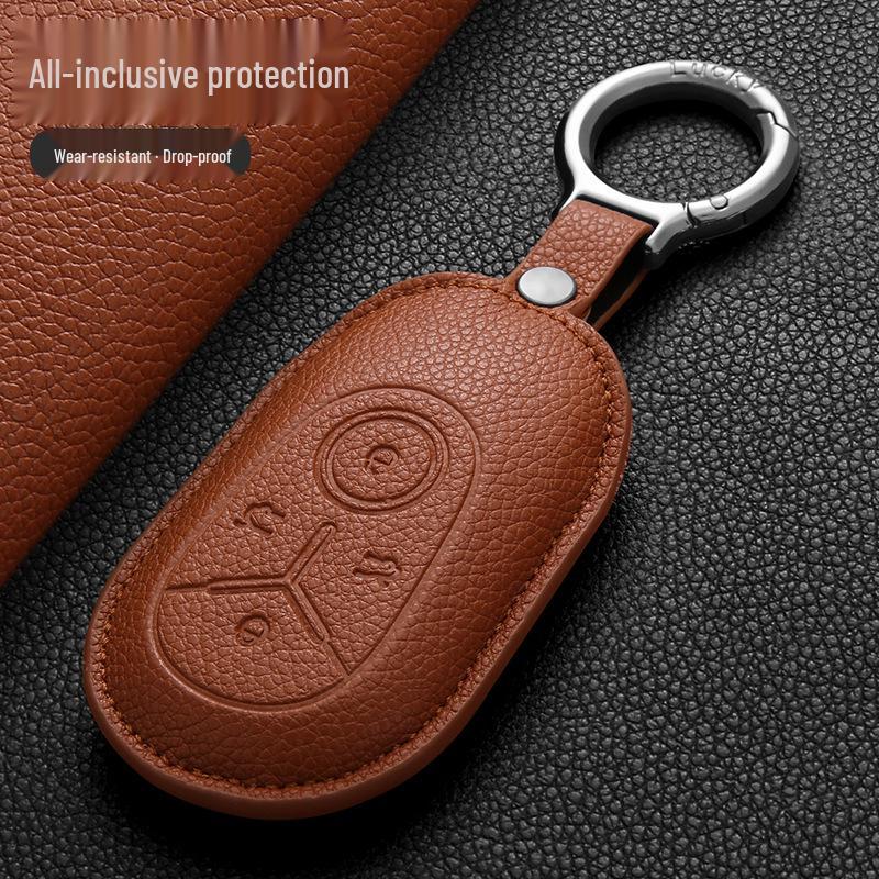 Geely Genuine Leather Key Case for Xingyue, Boyue, Galaxy, Xingyuan, Emgrand, Xingrui, Bin Yue, ICON, Bin Rui, with Buckle