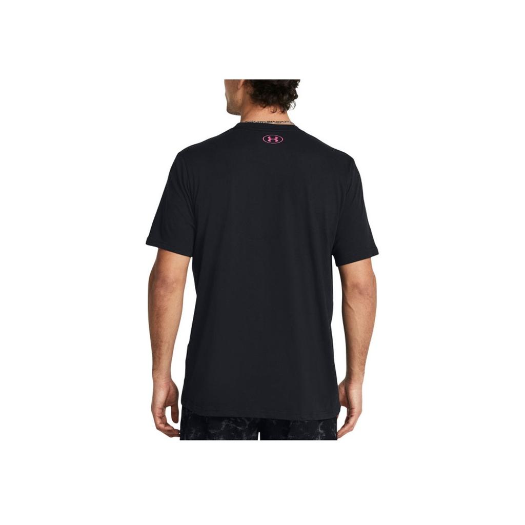 Under Armour Letter Print Crew Neck Loose Short Sleeve T-Shirt Men Tops Black 1383304-001