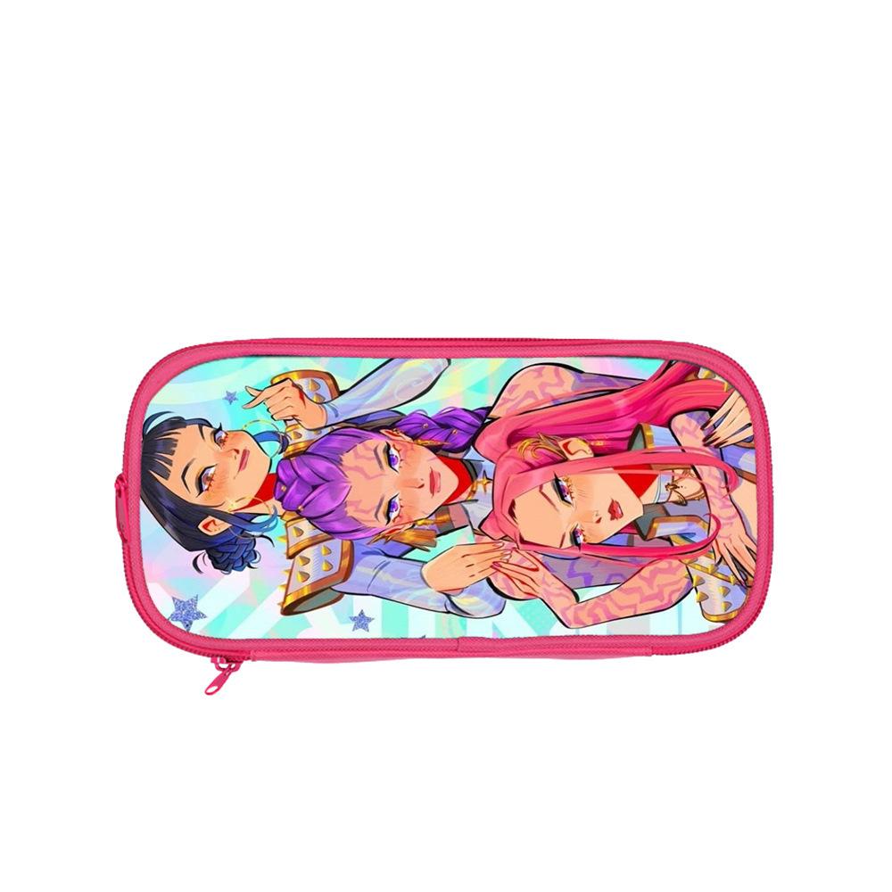Huntrix Kpop student pink double-layer pencil bag Kpop witch hunting girl group student storage stationery bag pencil bag