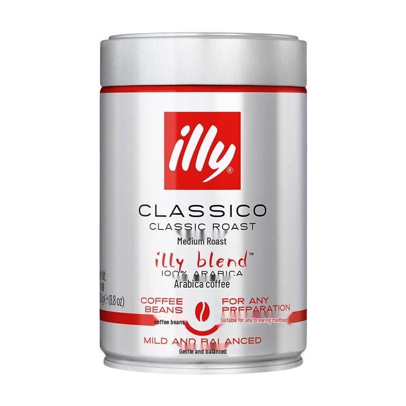 Illy Medium/Dark Roast Italian Espresso Arabica Coffee Beans, 250g Can
