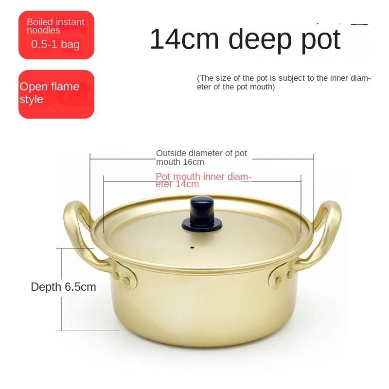 

Gold Ramen Noodle Pot Double Ears with Lid Easy To Clean Soup Hot Pot Universal Aluminum Noodle Cooking Pot Induction Cooker Gas