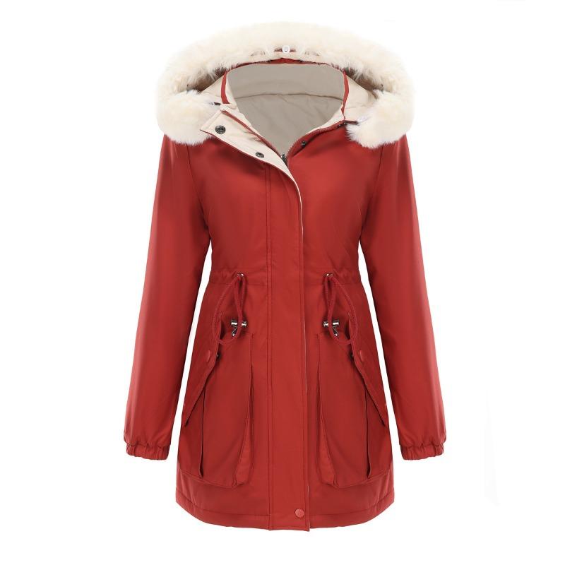 

Autumn Winter Reversible Coat Cotton Clothes Women Fashionable Coats Removable Hat Parka Female Jackets 3XL